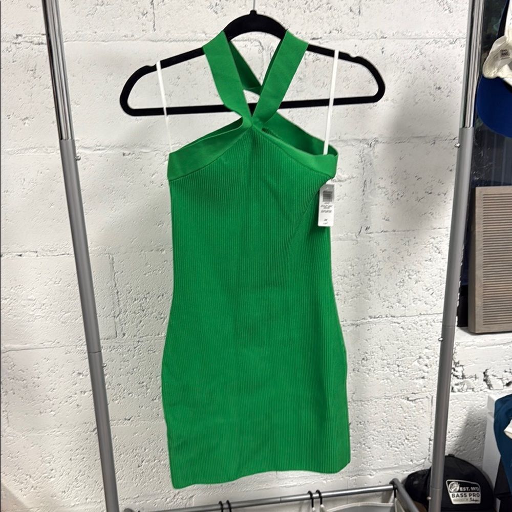 Green Halter Neck Dress BABATON Green Ribbed Knit Dress BRAND NWT - Size Medium